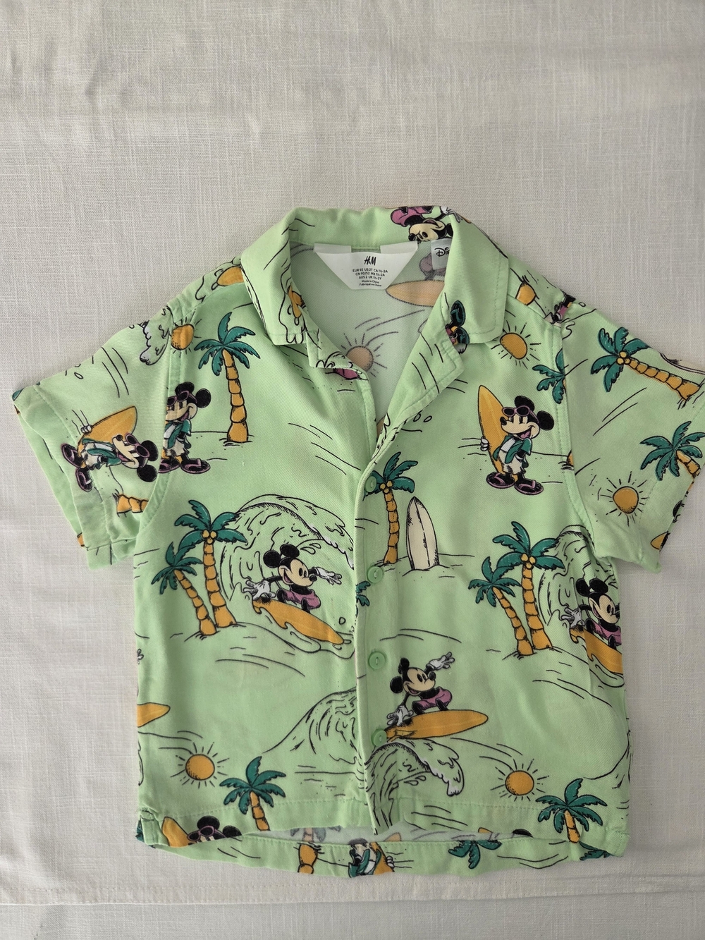 H&M Kids Mint Green Mickey Mouse Surf Shirt